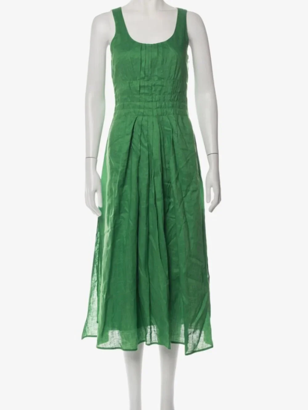 Tory Burch Green Pleated Linen Dress
